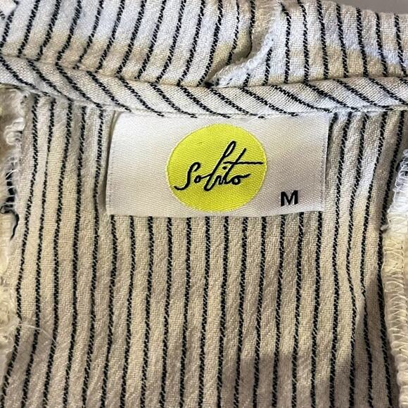 Solito Cotton Striped Beach Swim Cover-Up Tunic Hooded Pockets Resortwear M - Picture 11 of 12